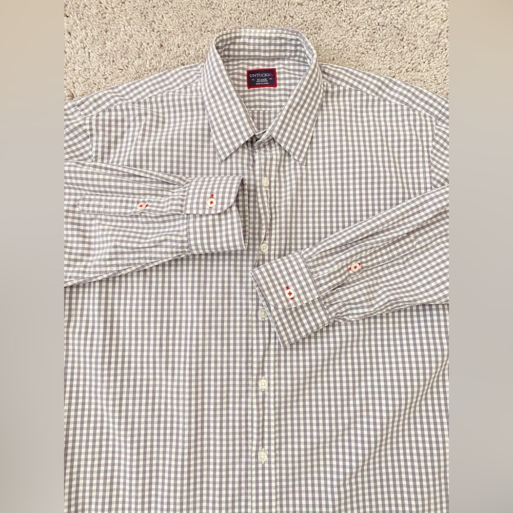 Untuckit Checkered Button Down Mens Long Sleeve Shirt Extra Large